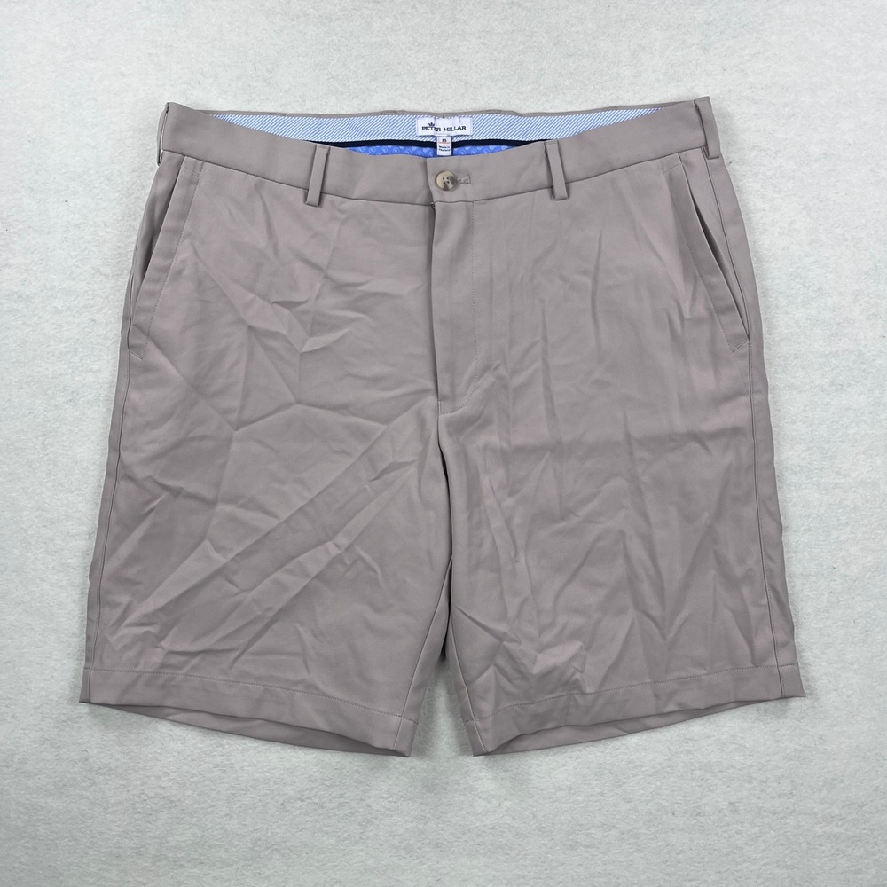 Peter Millar Mens Tan Performance Golf Shorts Size 35 Khaki Technical Summer